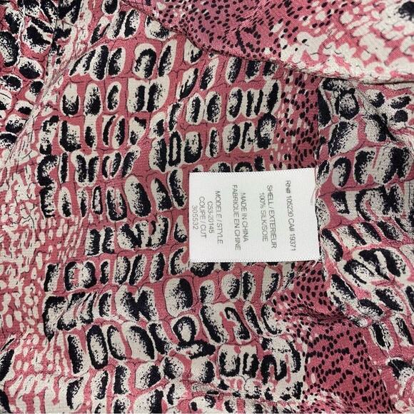 Joie M Pink 100% Silk Snake Python Alicia Tank Top SZ L two tone pink black - Picture 8 of 10